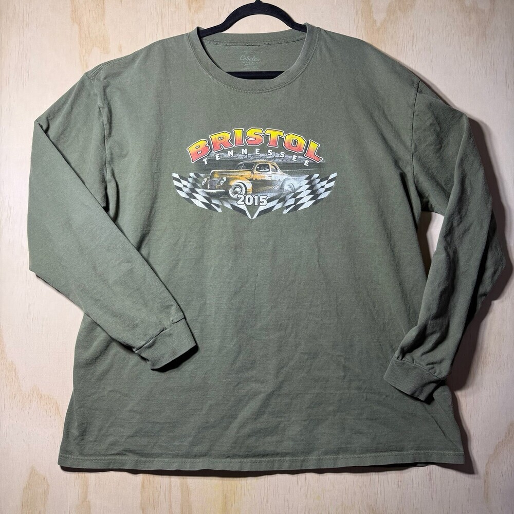 Cabela’s Bristol Tennessee 2015 Racing Long‎ Sleeve T-Shirt 2XL Green
